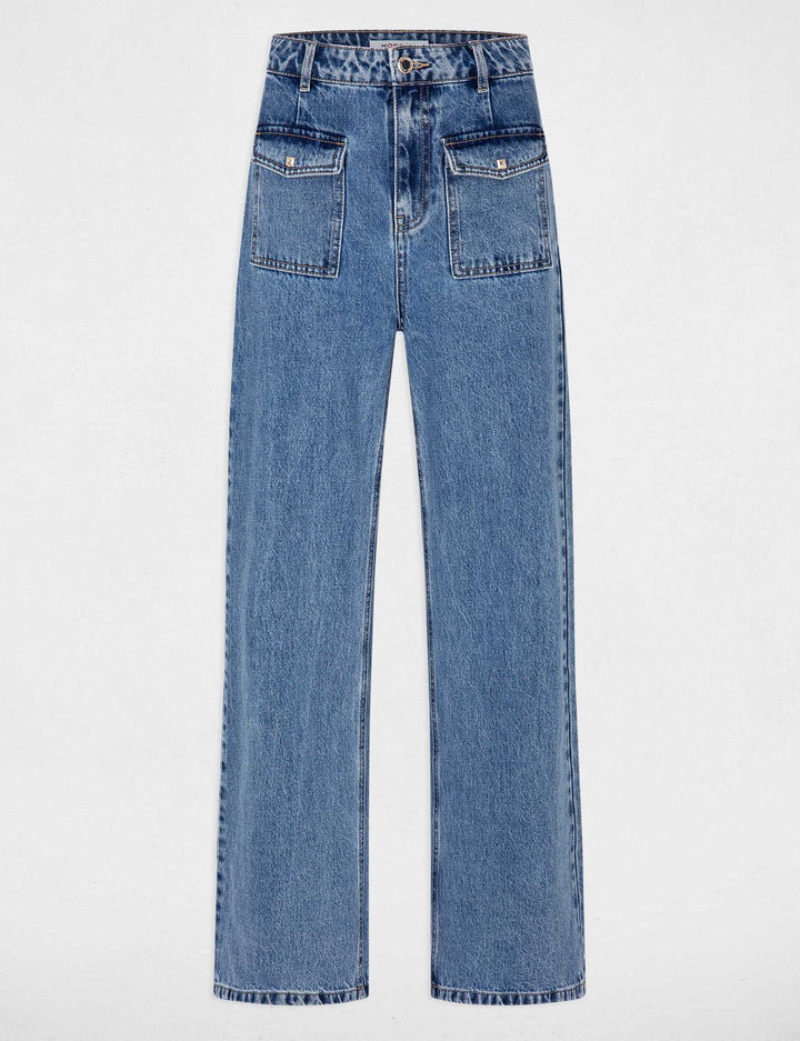 Jeans large taille haute