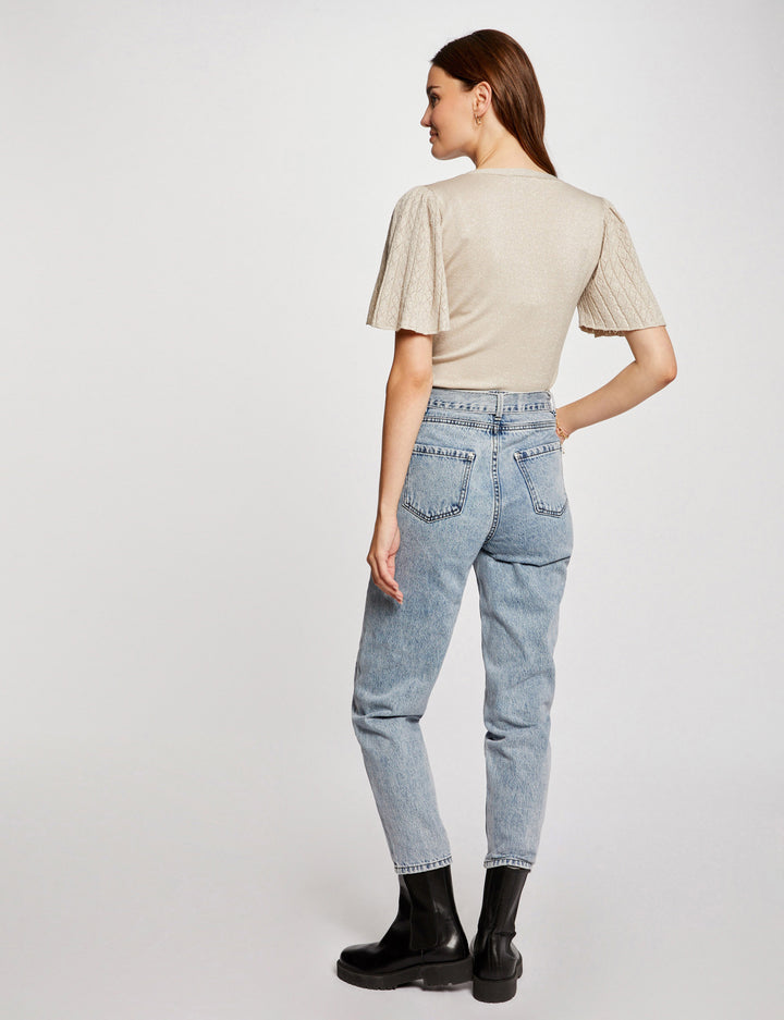 Pull col en V manches papillon