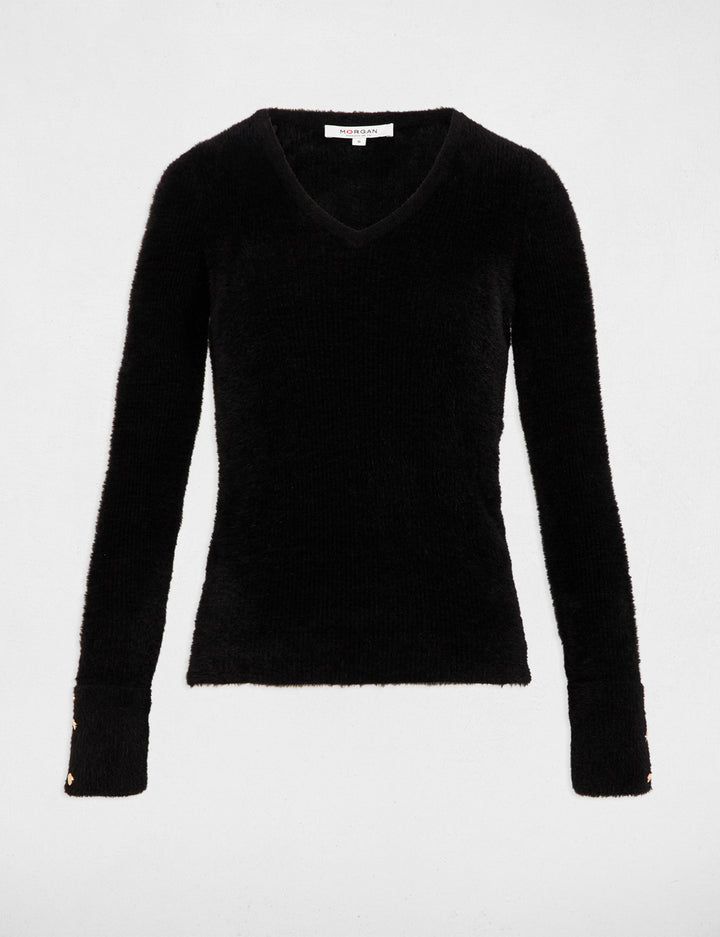Pull manches longues maille duveteuse