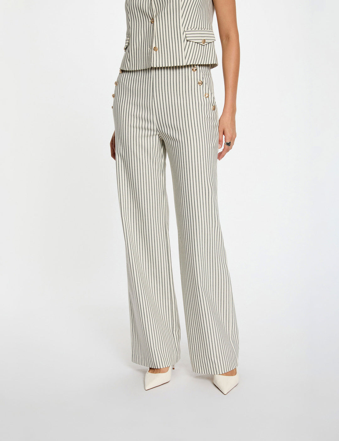 Pantalon large rayé