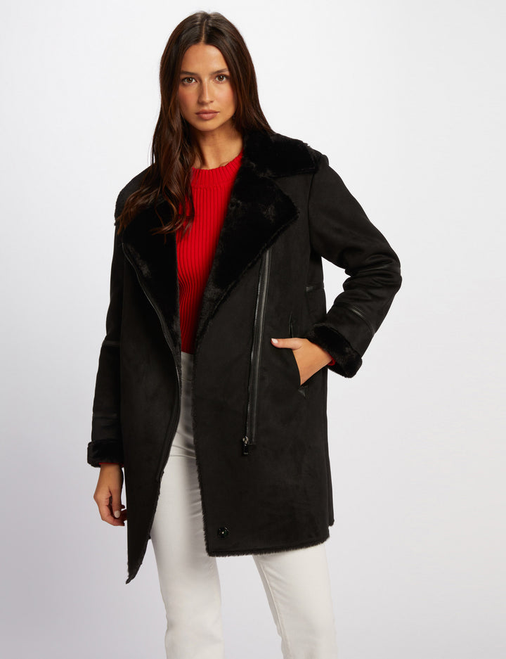 Manteau long suédine