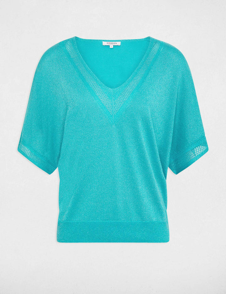 Pull col en V manches courtes