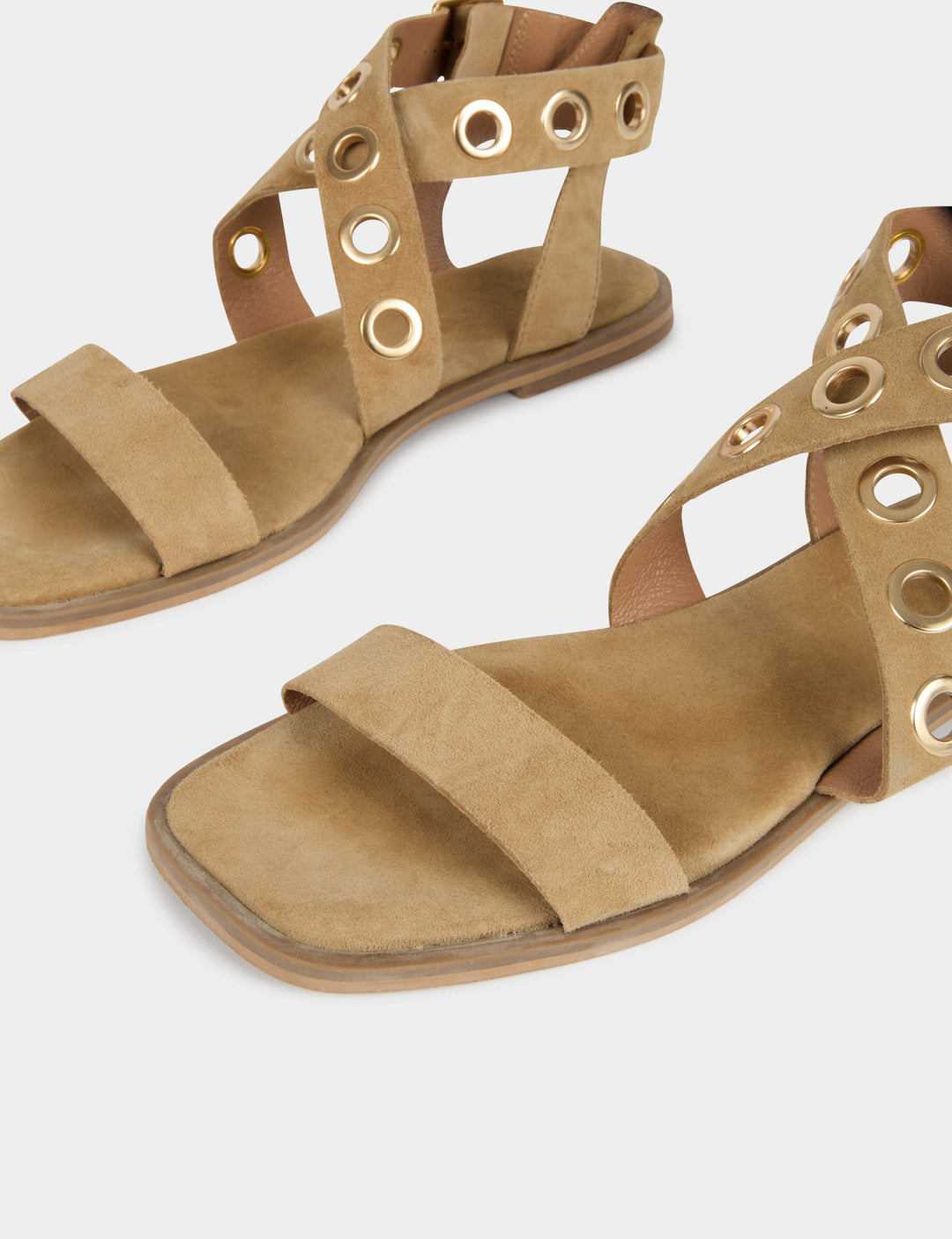 Sandale plates en cuir suédine