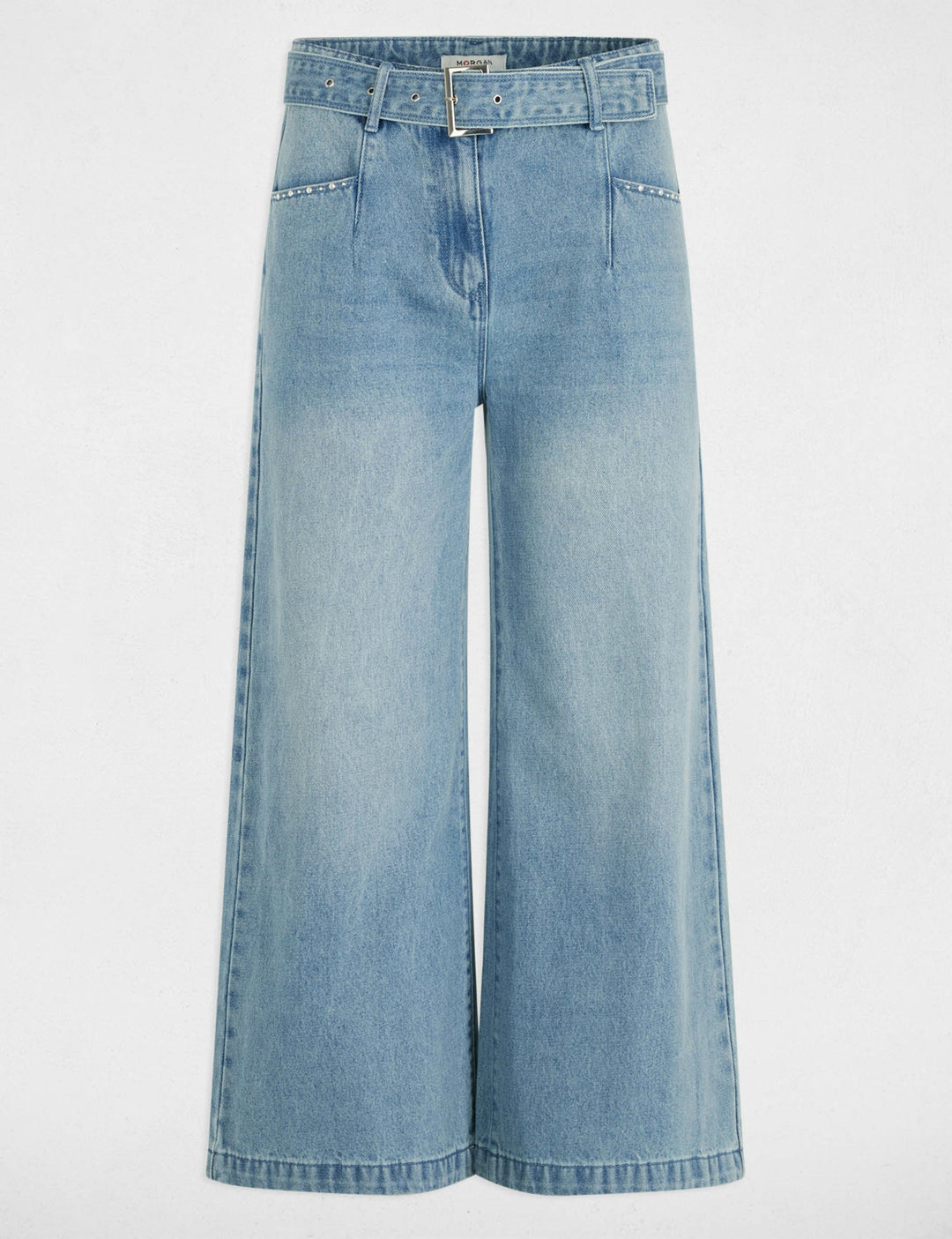 Jeans large 7/8ème ceinturé