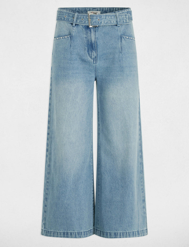 Jeans large 7/8ème ceinturé