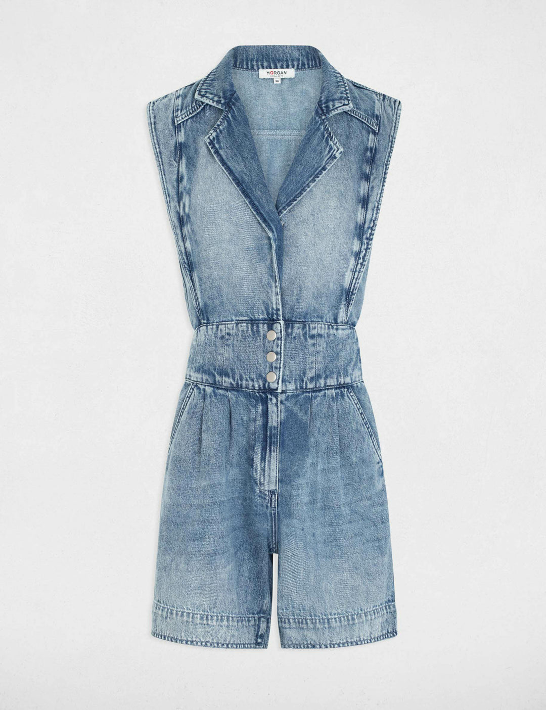 Combishort jean sans manches