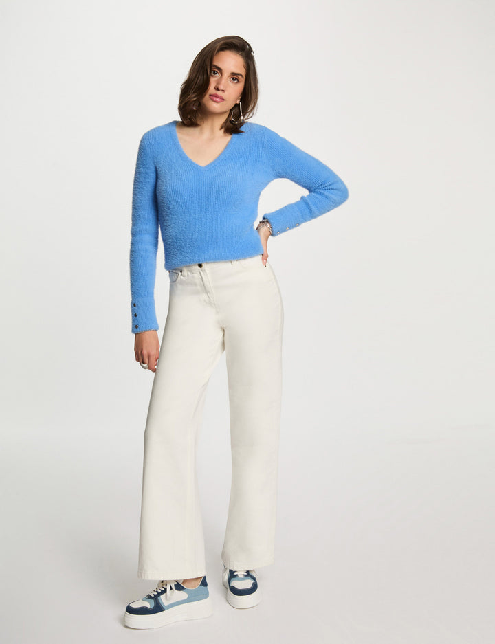 Pull manches longues maille duveteuse