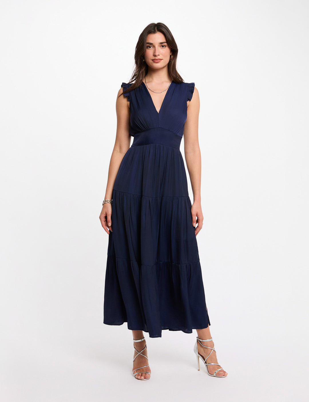 Robe longue col v