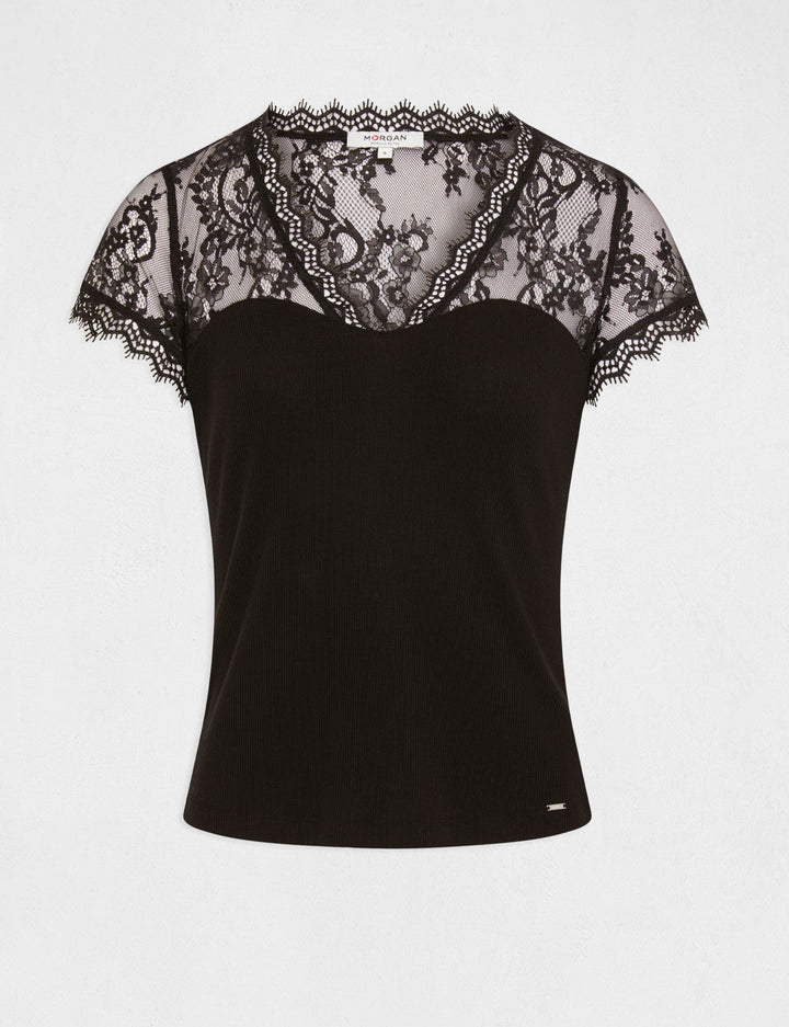 T-shirt manches courtes à  dentelle