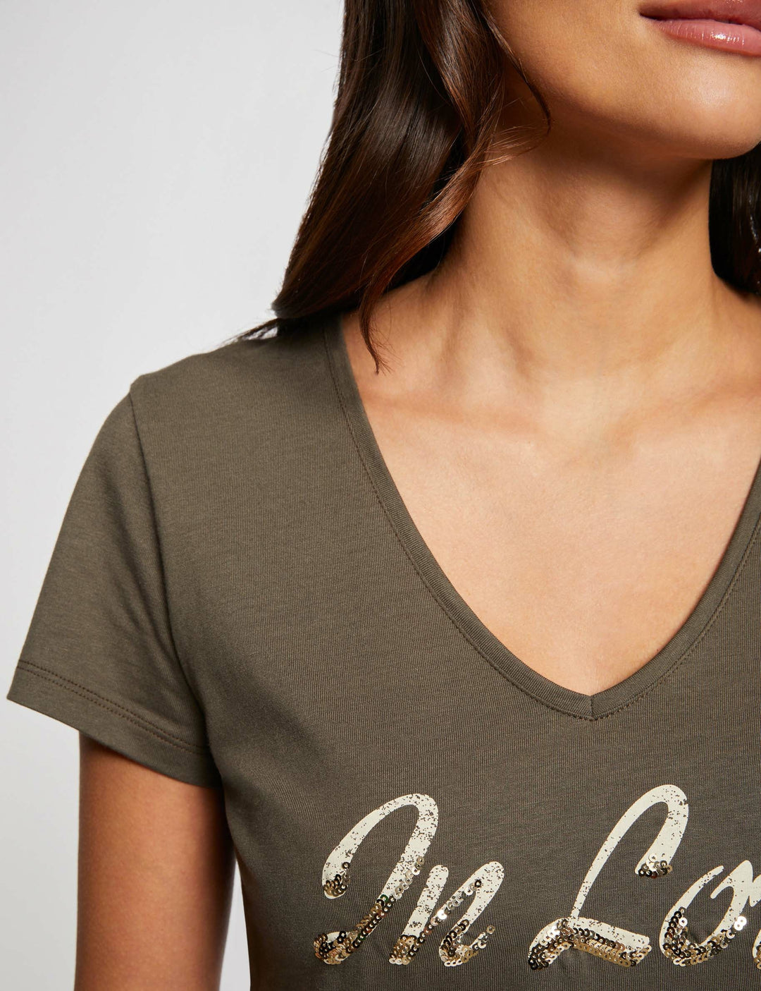 T-shirt inscription et sequins