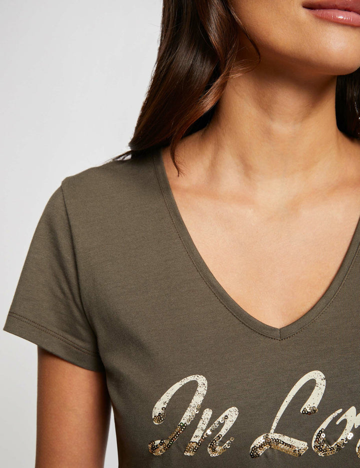 T-shirt inscription et sequins