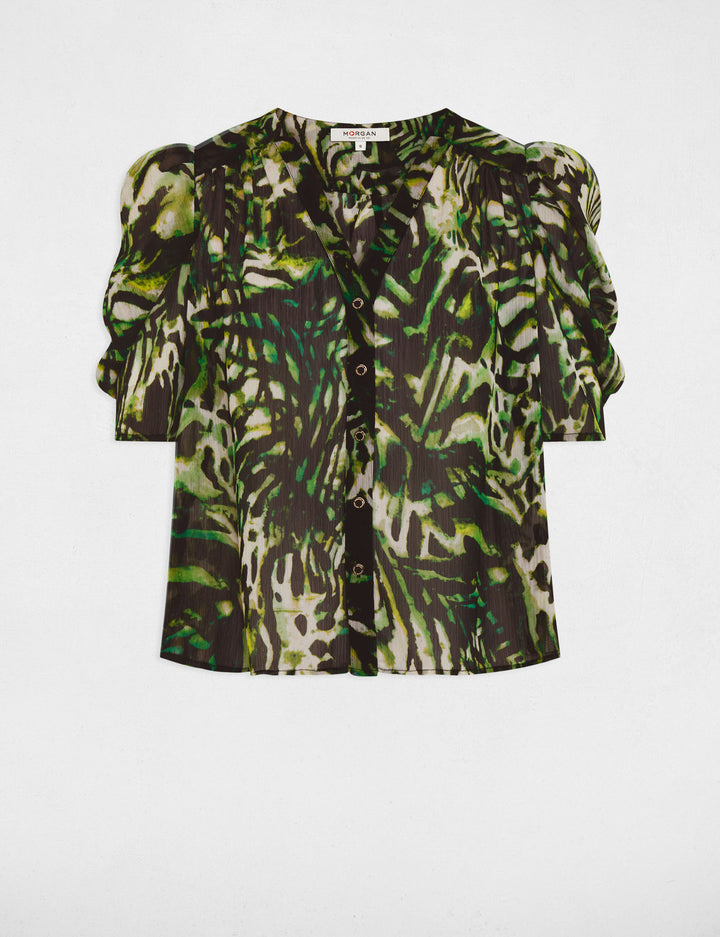 Chemise col en V imprimée