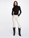 Pantalon slim enduit avec clous