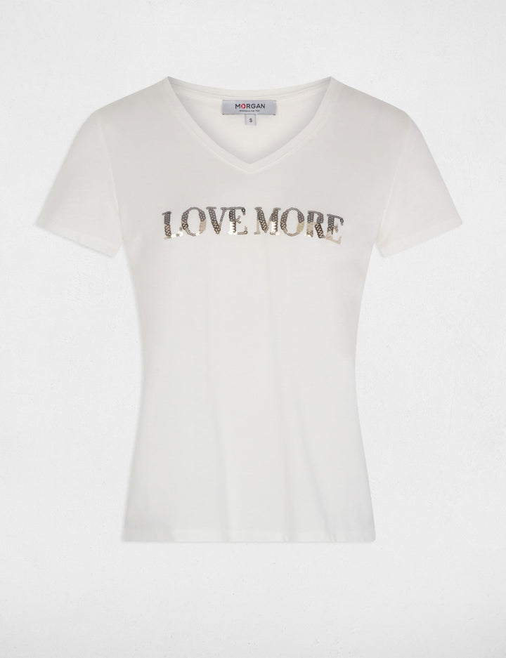 T-shirt inscription et sequins
