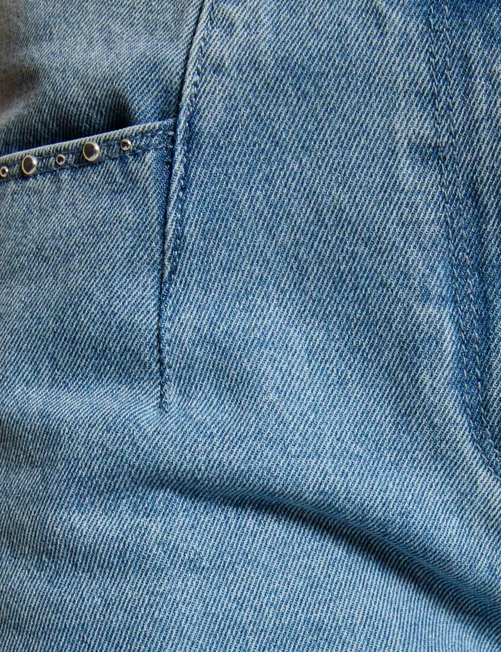 Jeans large 7/8ème ceinturé