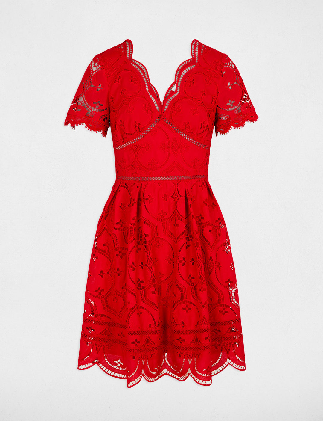 Robe courte patineuse brodée