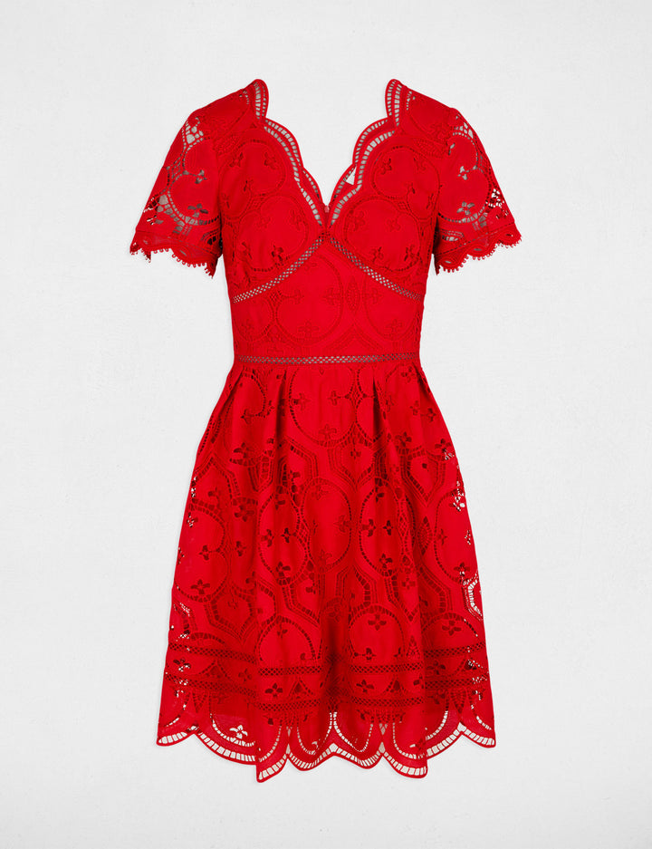 Robe courte patineuse brodée