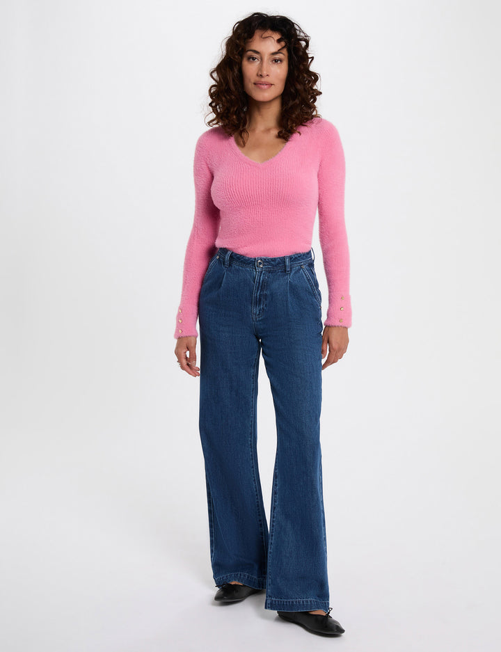 Pull manches longues maille duveteuse