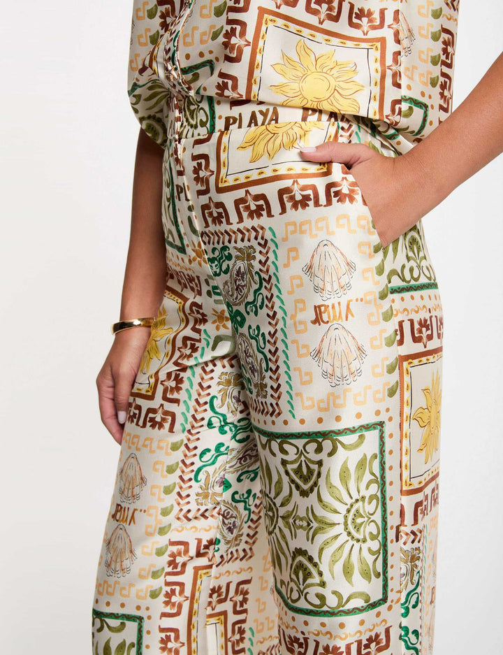 Pantalon large taille haute