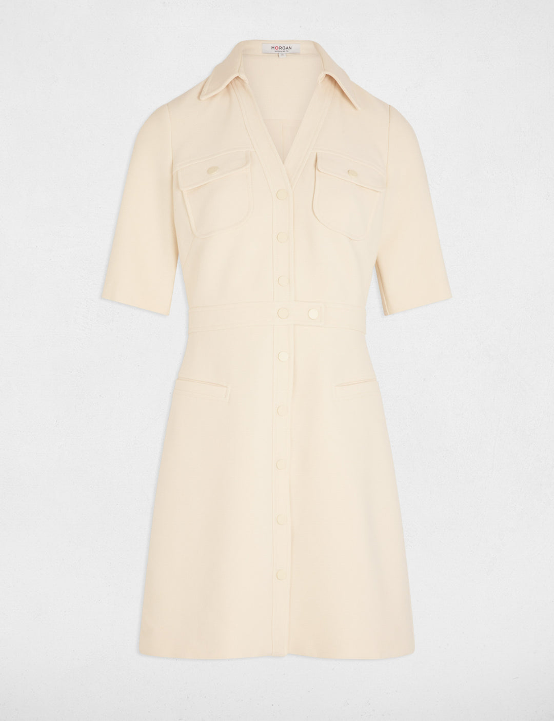 Robe courte trapèze boutonnée