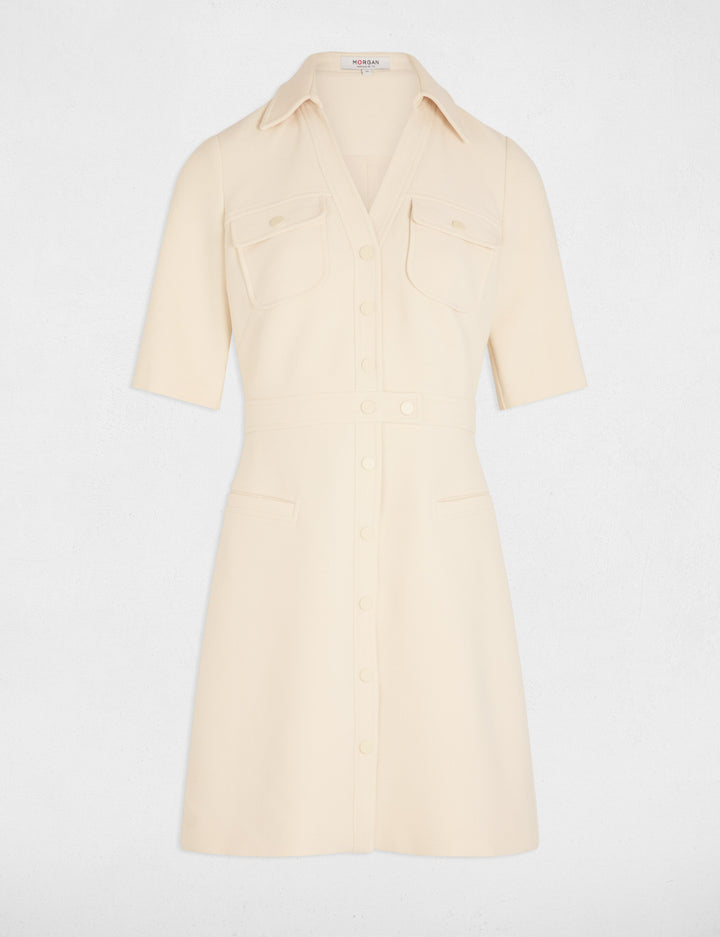 Robe courte trapèze boutonnée