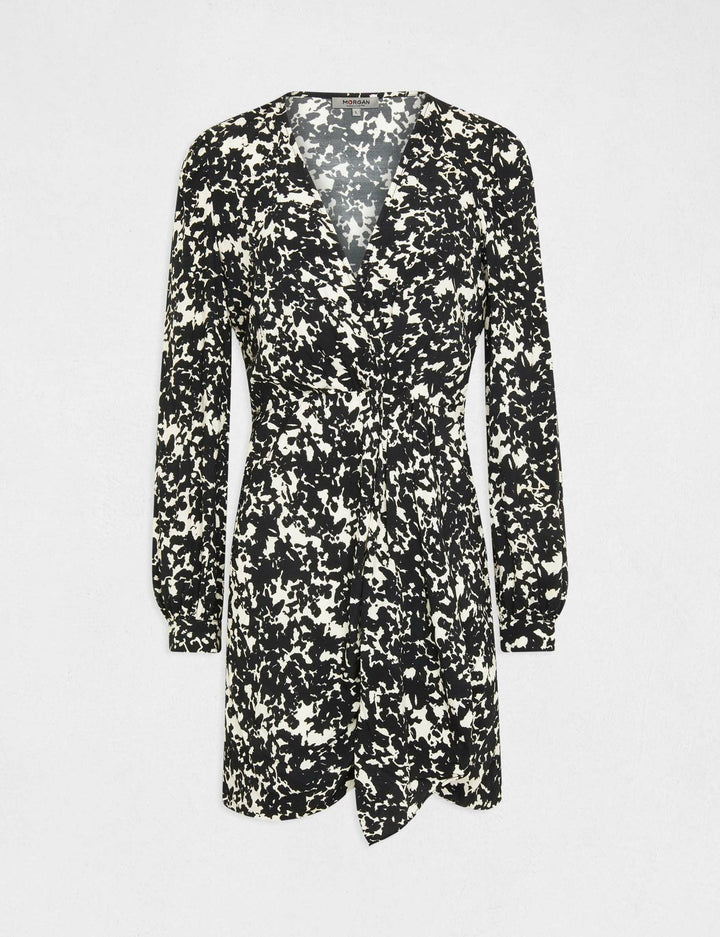 Robe ajustée drapée imprimé abstrait