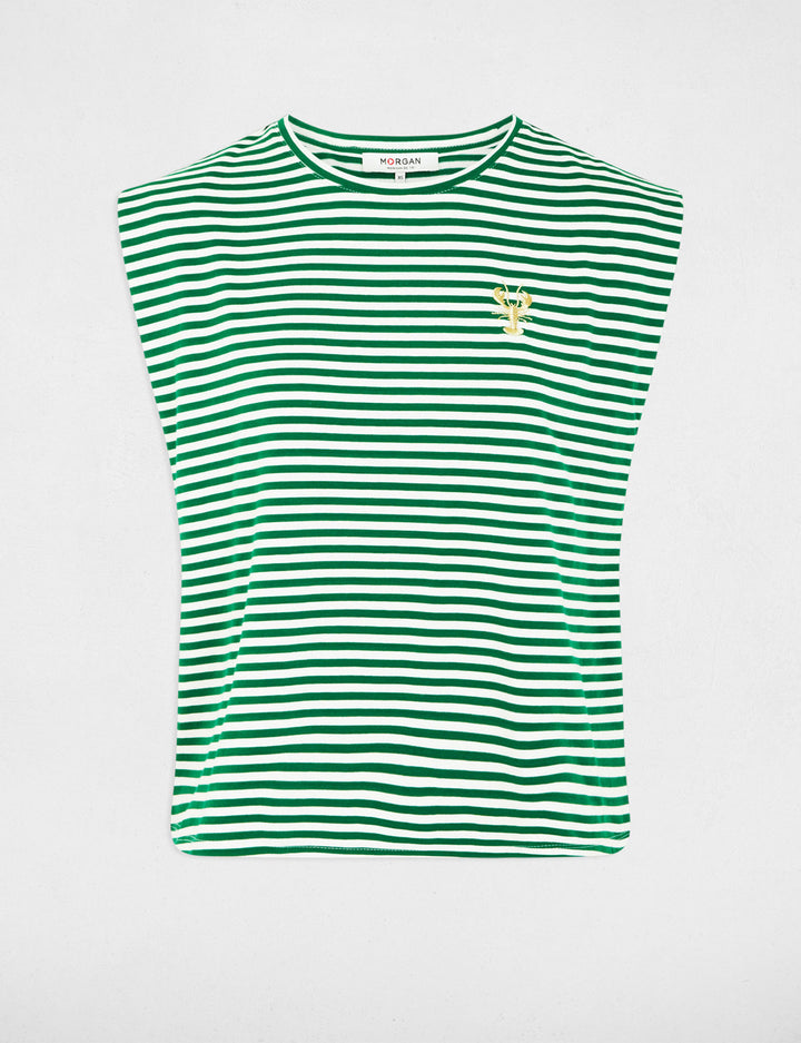 T-shirt rayé brodé