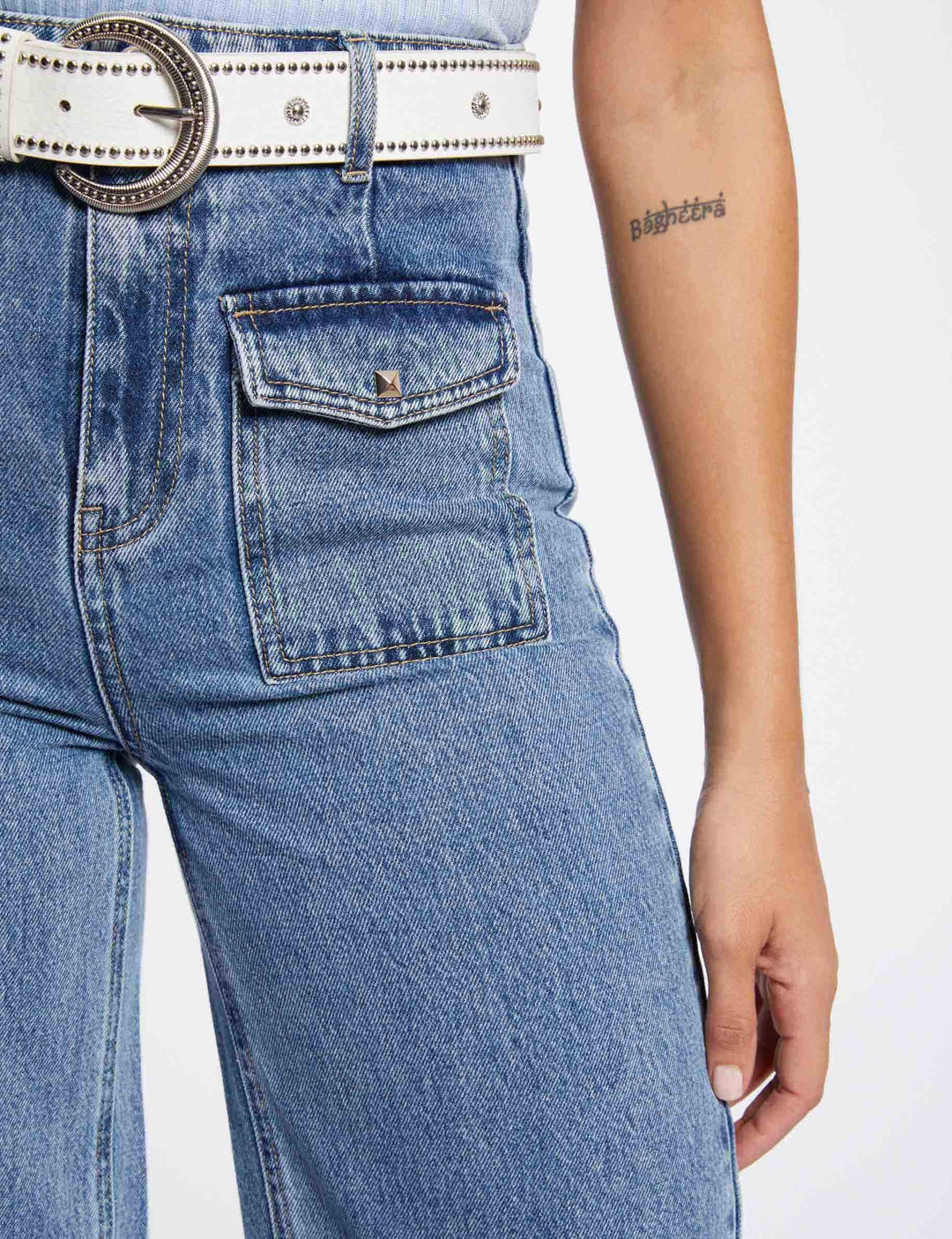 Jeans large taille haute