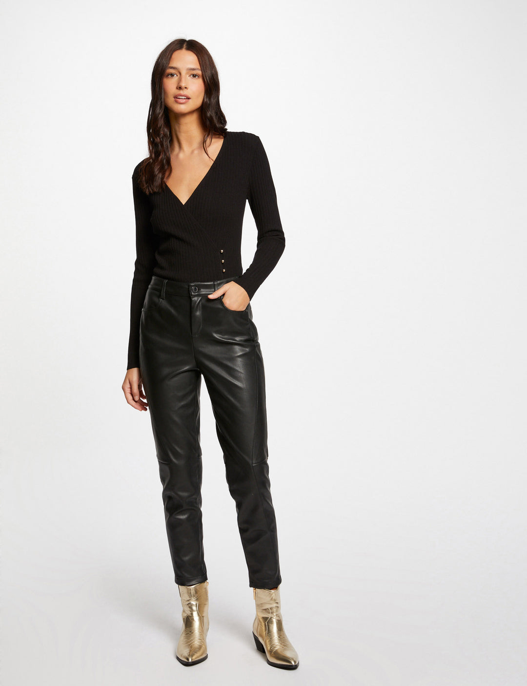 Pull manches longues col cache-coeur
