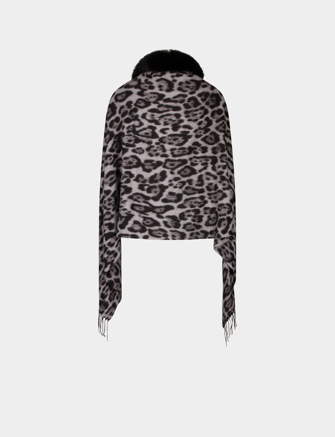 Poncho avec franges et imprimé léopard