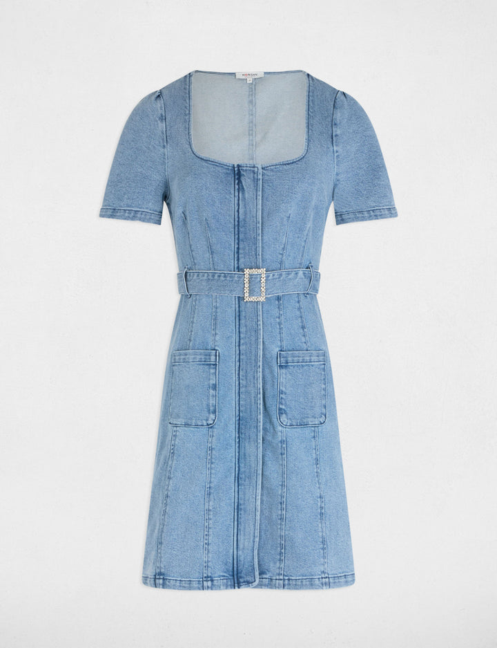 Robe courte droite en jean