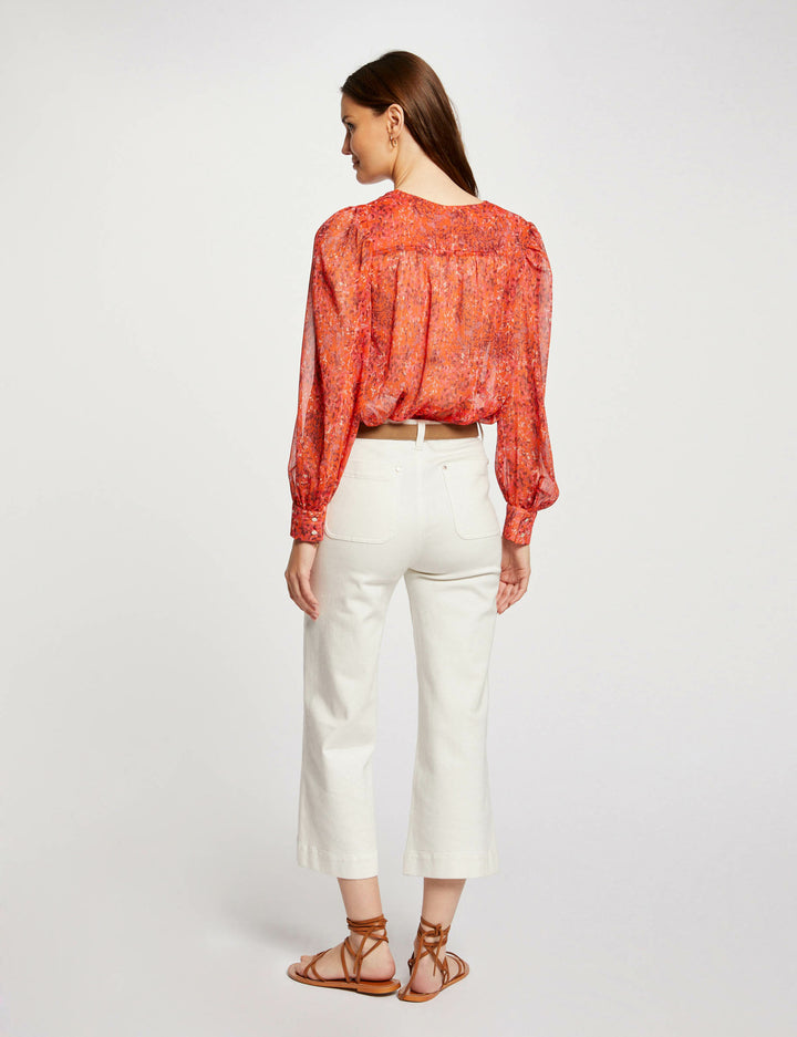 Chemise col en V imprimée