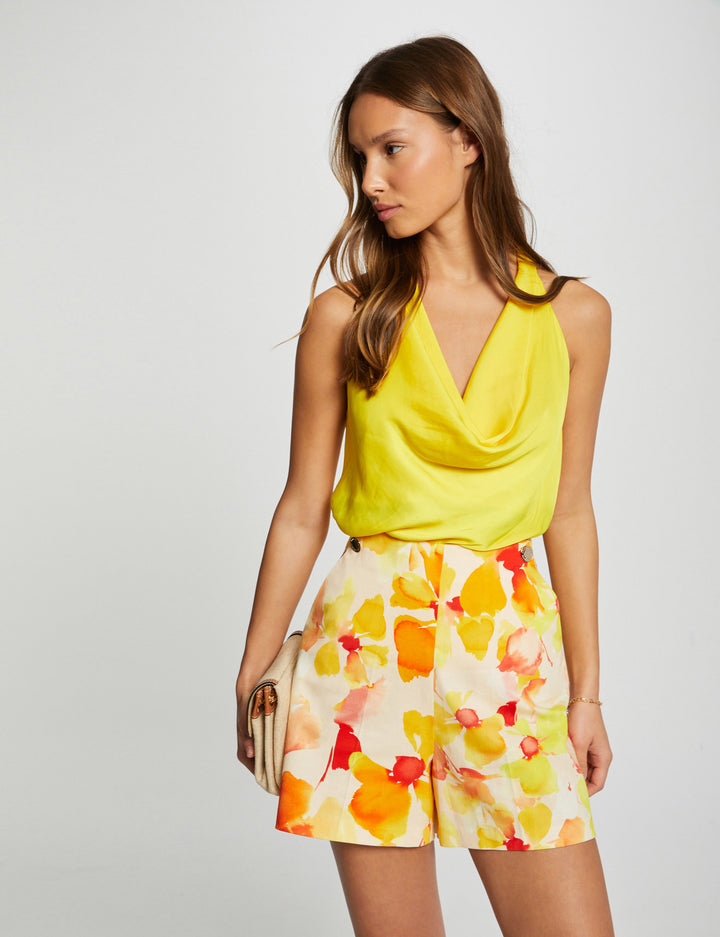 Short satin imprimé floral