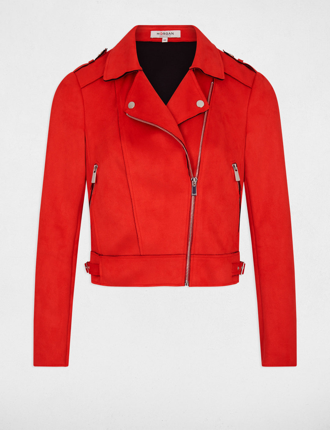 Blouson droit zippé suédine