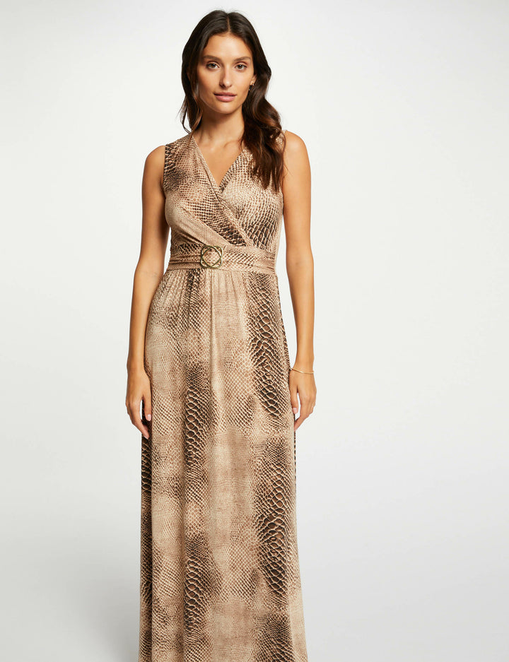 Robe longue droite imprimé animalier