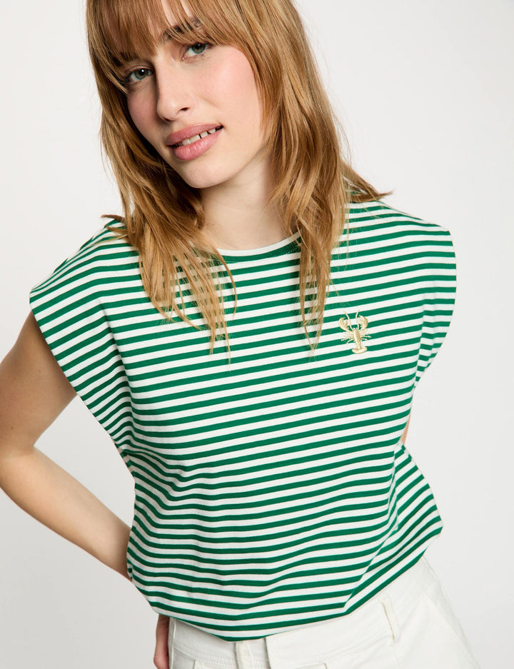 T-shirt rayé brodé