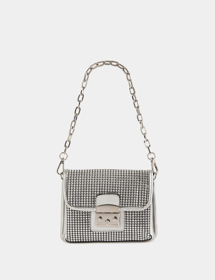 Sac à  rabat métallisé à  strass