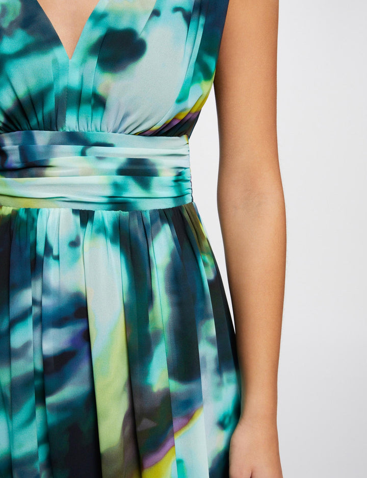 Robe longue évasée imprimée