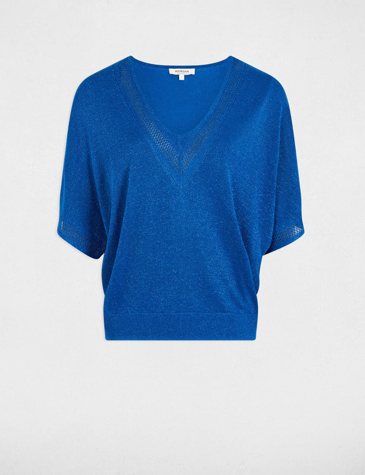 Pull col en V manches courtes