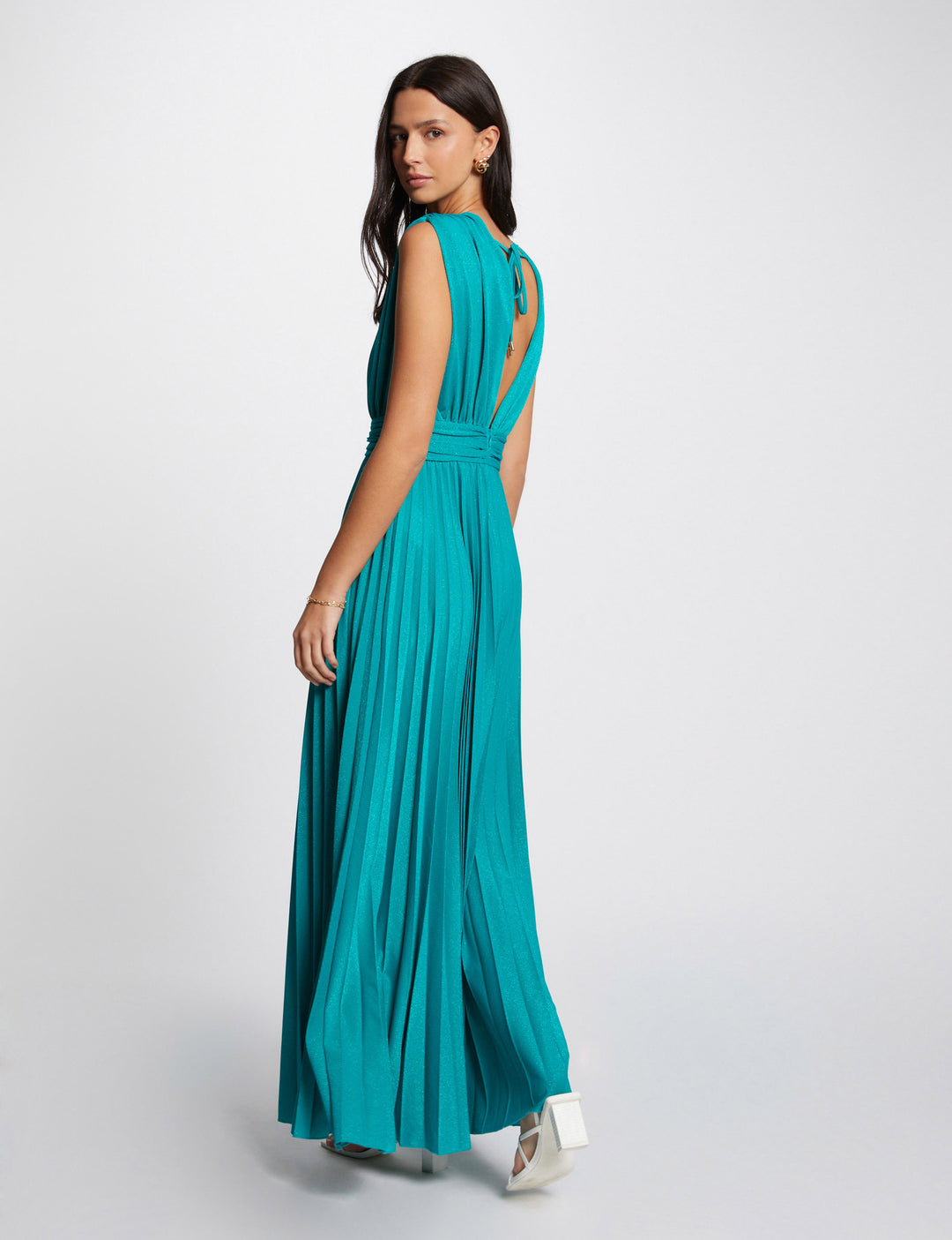 Robe longue évasée plissée
