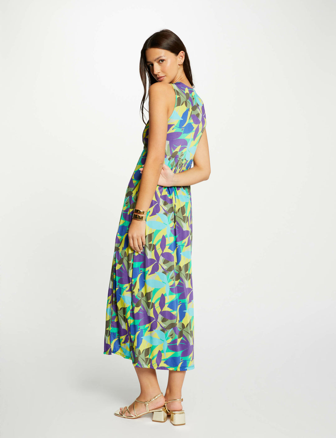 Robe longue évasée imprimée