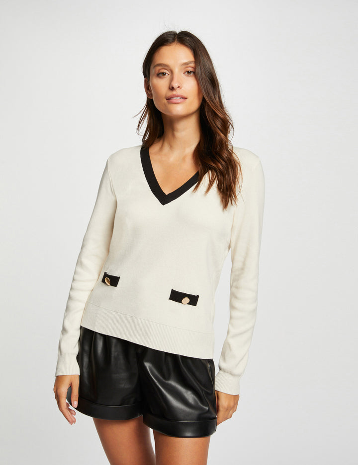 Pull manches longues col en V