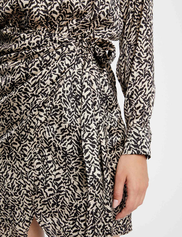 Robe ajustée drapée imprimé animalier