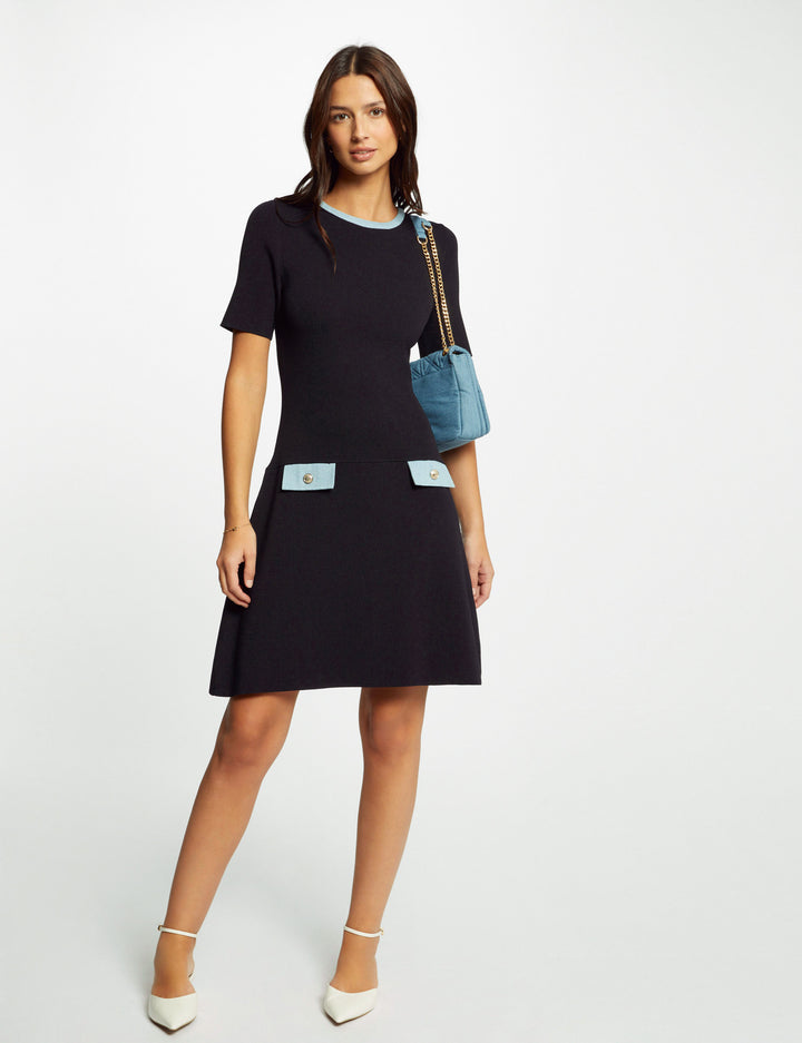 Robe tricot détails en jean