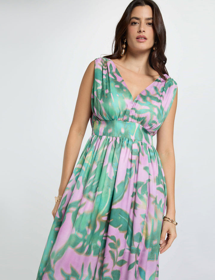 Robe longue col v