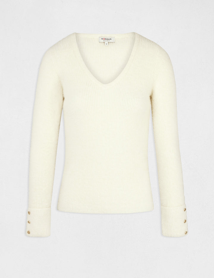 Pull manches longues maille duveteuse