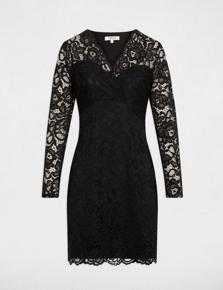 Robe dentelle col v