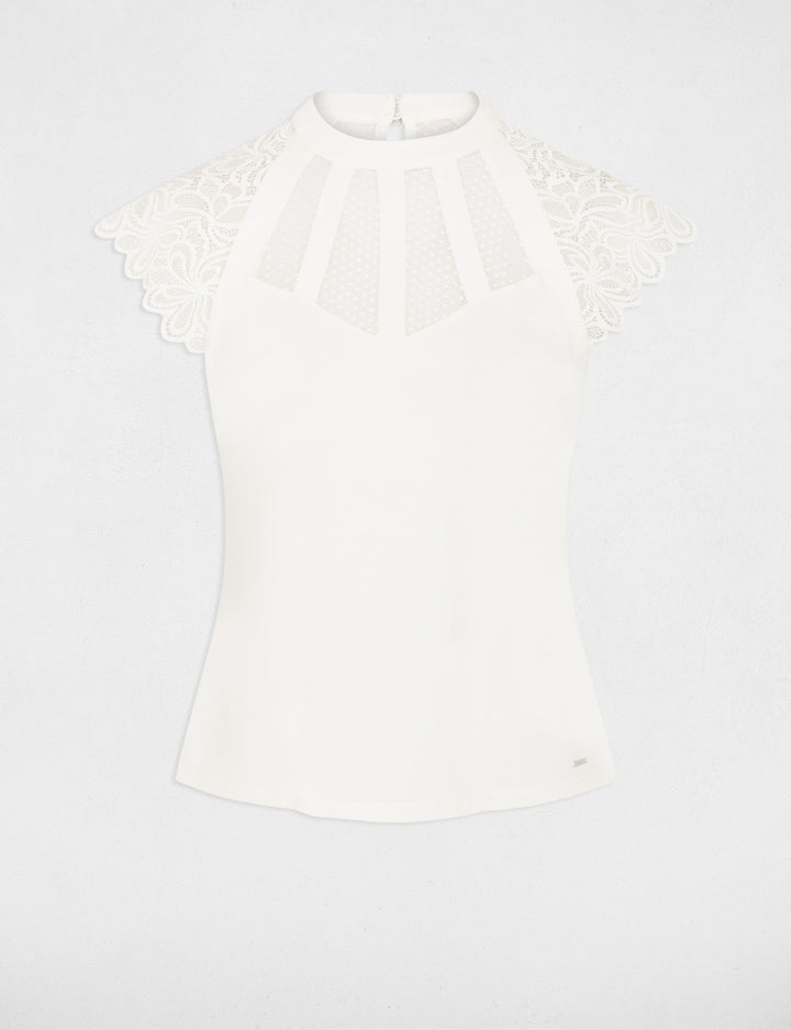 T-shirt manches courtes à  dentelle