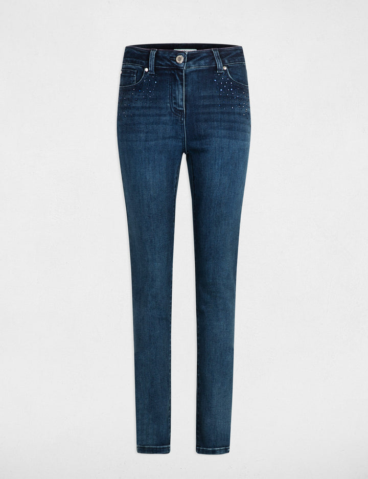 Jeans slim détails strass