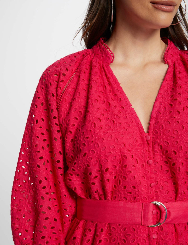 Robe courte trapèze brodée